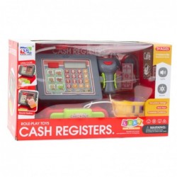 Cash Register For Kids Accessories Basket Fruit Lights Sounds Red