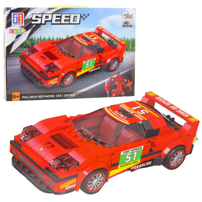 Construction Blocks Car Robot 2in1 Red Drive 329 pcs.