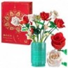 Construction Blocks Bouquet of Roses in a Vase White Red 1022 pcs.