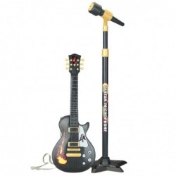 Children's Music Set Guitar Stand with Microphone Black