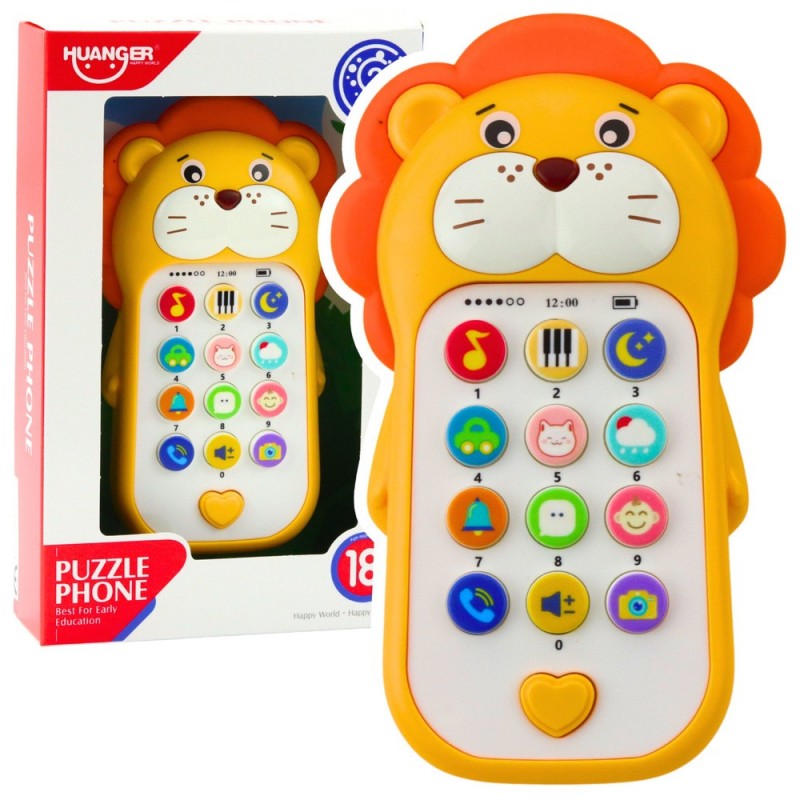 Interactive Educational Phone for Toddlers Sounds Melodies Yellow Lion