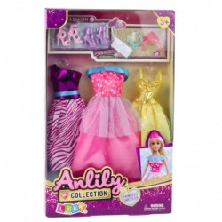 Anlily Doll Dress Set Shoes Handbag Crowns Accessories 8 pcs.