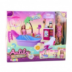Anlily Doll Set on the Beach with Pool, Palm Tree, Drink Stand, and Accessories