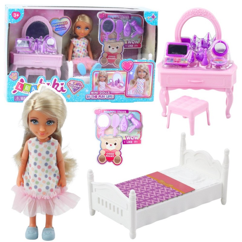Ankiki Doll Set, Crib, Dressing Table with Mirror, Accessories