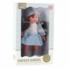 Doll in a blue dress, hat, sweater, gloves, 36.5 cm
