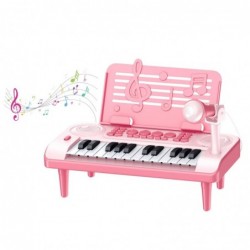 Educational Electronic Piano with Music Stand and Microphone 24K Pink