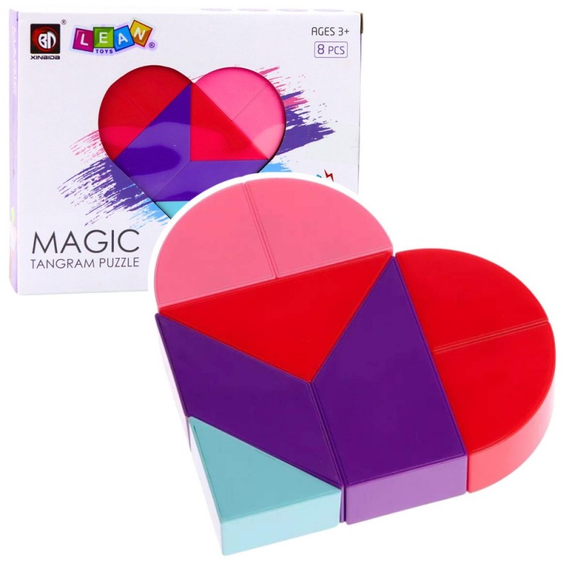Magnetic Tangram Blocks Puzzle Heart Stickers 8 pcs.