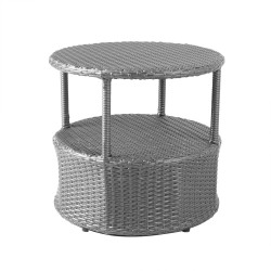 Coffee table STELLA D52,5xH50cm, aluminum frame with plastic wicker, color  dark grey