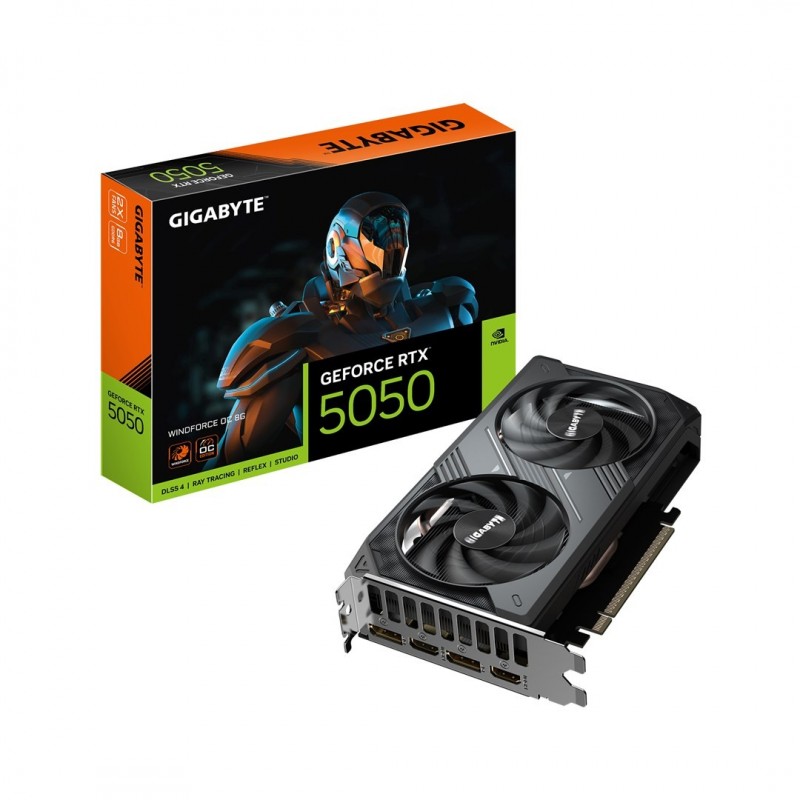 GIGABYTE GeForce RTX 5050 WINDFORCE OC 8G Graphics Card - 8GB GDDR6, 128bit, PCI-E 5.0, 2587MHz Core Clock, 2 x DP, 2 x