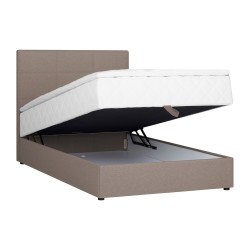 Kontinentaalvoodi LEVI 140x200cm, madratsiga, tumebeež, 143x210xH114,5cm