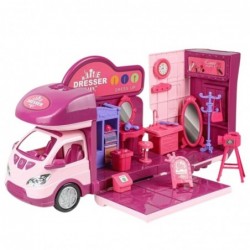 Foldable Doll Camper Wardrobe Accessories Pink 42 pcs.