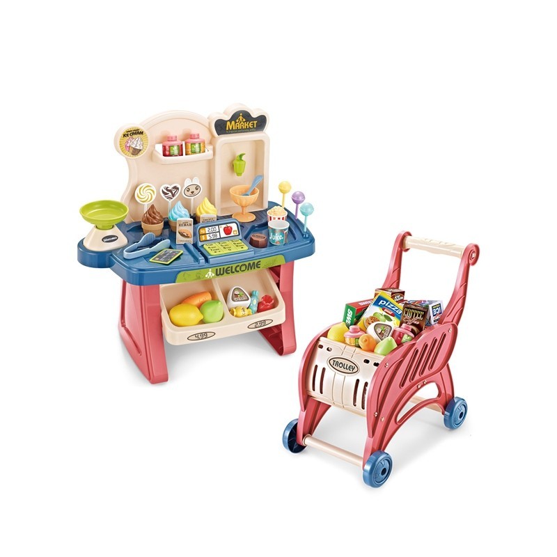 WOOPIE Store Supermarket Shopping cart Ice cream Sweets + 40 Akc.
