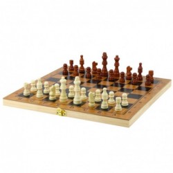 Classic 3-in-1 Logic Game Chess Checkers Backgammon Wooden