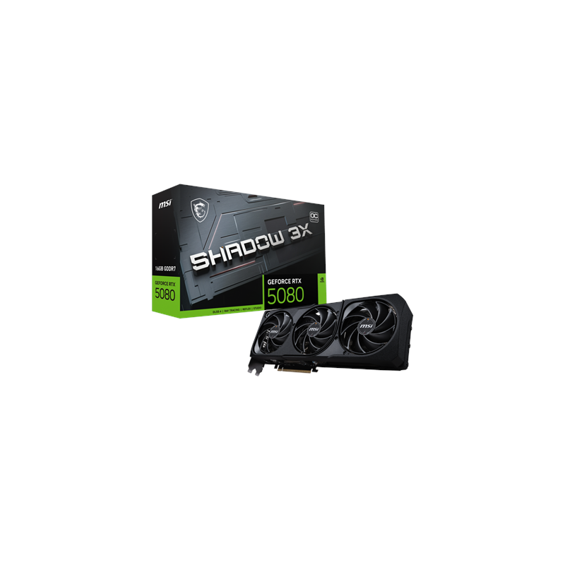 MSI GeForce RTX 5080 16G SHADOW 3X OC Bulk Pack NVIDIA 16 GB GeForce RTX 5080 GDDR7 HDMI ports quantity 1 |
