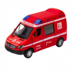 Fire Truck Metal Pull Back Motor Lights Sounds Red 1:32