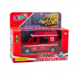 Fire Truck Metal Pull Back Motor Lights Sounds Red 1:32
