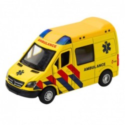 Ambulance Metal Pull Back Motorized Lights Sounds Yellow 1:32