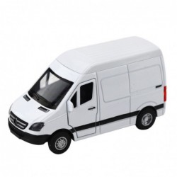 Metal Delivery Truck With Pull Back Motor, Lights, Sounds, White 1:32