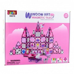 Magnetic Blocks Stained Glass Windows For Painting Pink Markers 126 pcs.