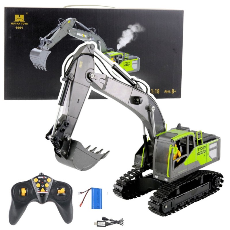 RC Crawler Excavator Remote Controlled Steam Function Green 1:18