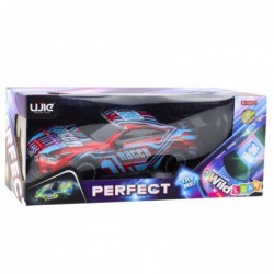 Ferngesteuertes RC-Rennauto mit leuchtender Karosserie in Blau und Rot