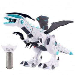 Remote Controlled RC Robot Dinosaur Lights Sounds White