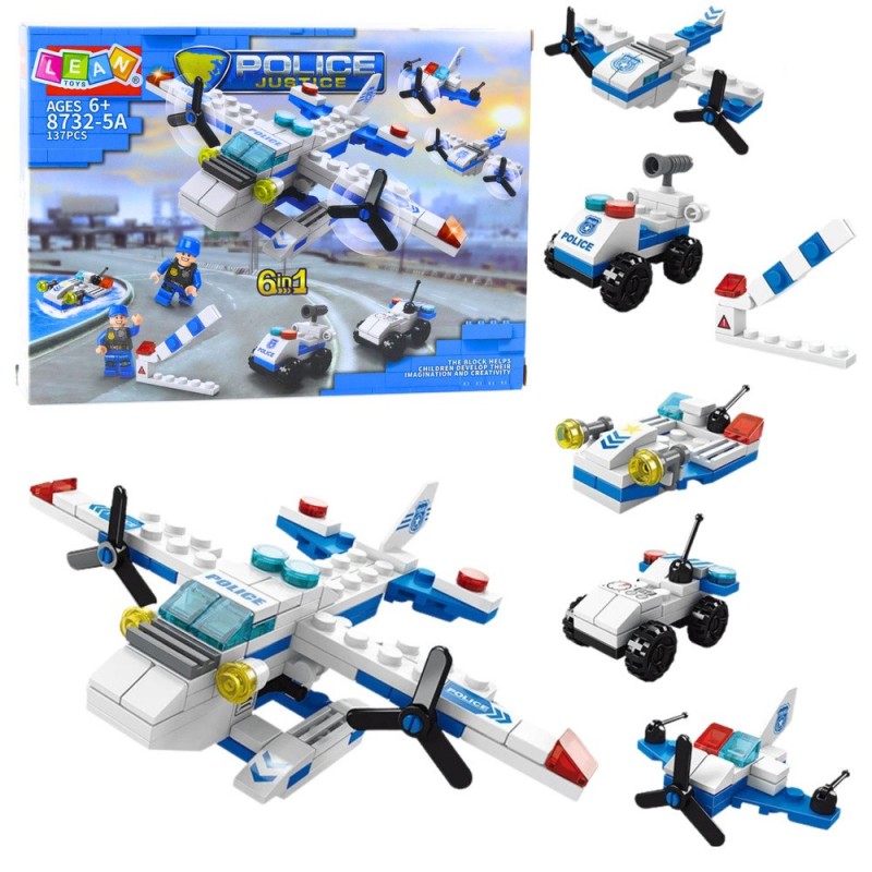 Set of Construction Blocks Helicopter Vehicles 6 in 1 137 pcs.