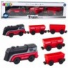 Mini Electric Magnet Train Locomotive 2 Wagons Red