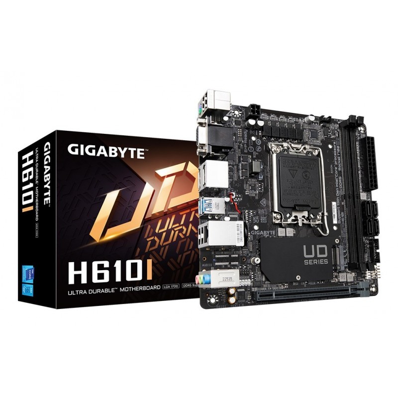 GIGABYTE H610I Motherboard - Supports Intel Core 14th CPUs, 4+1+1 Hybrid Digital VRM, up to 5600MHz DDR5, 1xPCIe 3.0