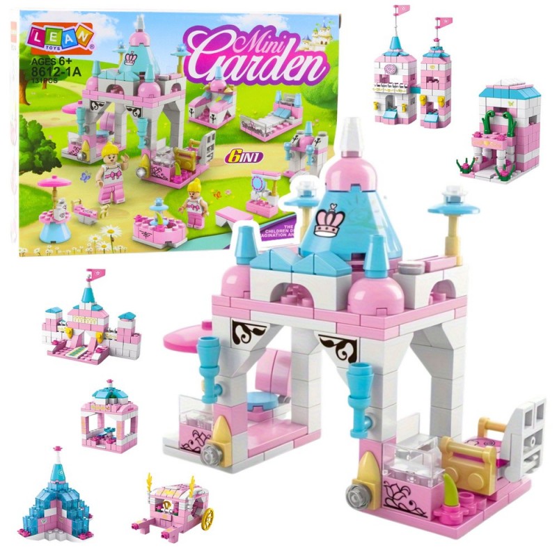 Construction Blocks Building Pink Pastel 6 in 1 131 Pieces