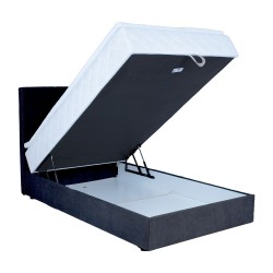 Continental bed LEVI 120x200cm, with mattress, dark grey
