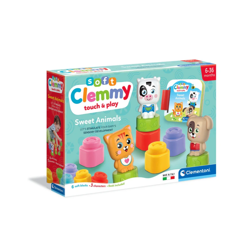 Clemmy Sweet Animals Kitten, Puppy & Cow Blocks & Booklet Clementoni 17849