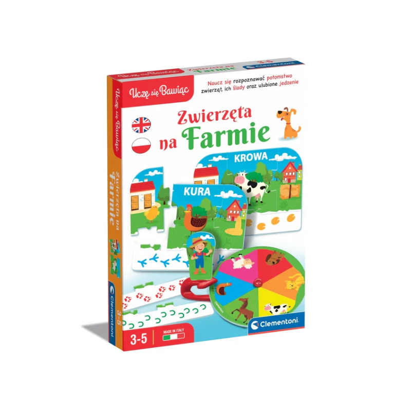 Educational Game Farm Animals Play and Learn Polish Language Clementoni 50768