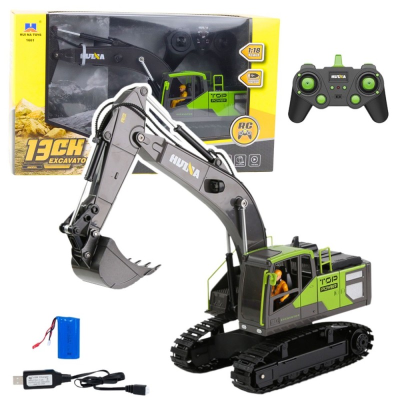 Huina Remote Control Crawler Excavator Green 1:18