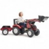 FALK Tractor Valtra Burgundy Pedal with Trailer and Bucket for 3 Years