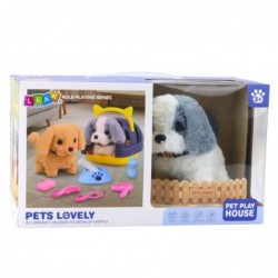 Interactive Plush Dog Walking and Barking Carrier Accessories Gray and White