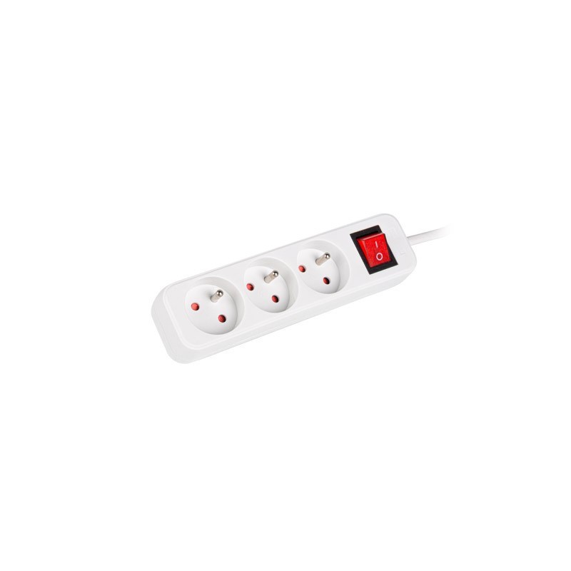 Lanberg Cable Power Strip 3M 3X French Outlets with Switch, Quality-Grade Copper PS1-03E-0300-W