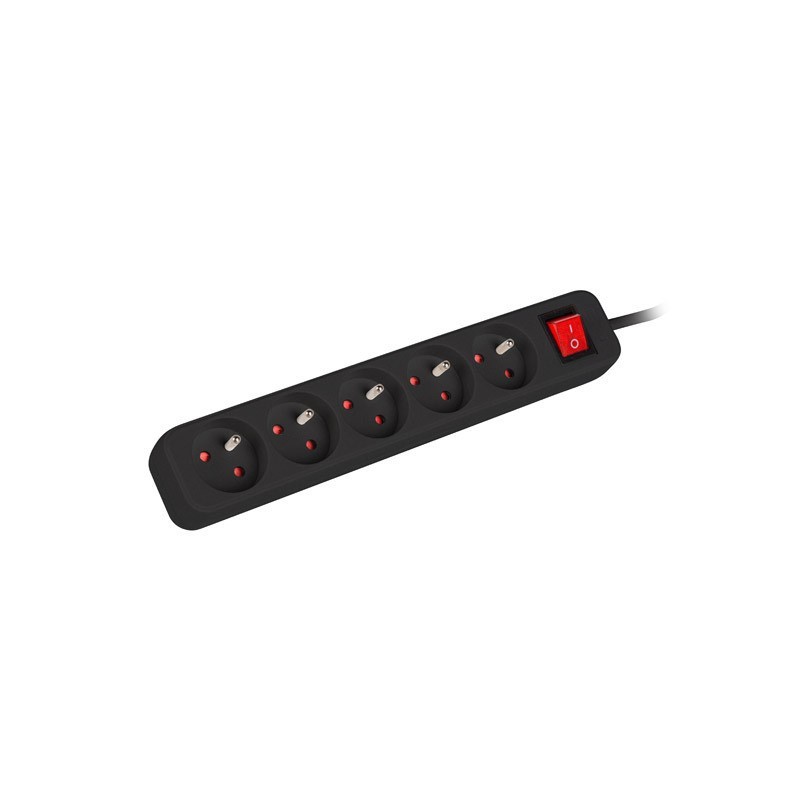 Lanberg Cable Power Strip 3M 5X French Outlets with Switch, Quality-Grade Copper PS1-05E-0300-BK