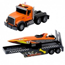 Truck with Wind-Up Motorboat Lights and Sounds Orange Set