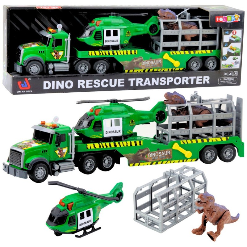 Set Truck Helicopter Cage With Dinosaur World Sounds Green