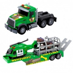 Set Truck Helicopter Cage With Dinosaur World Sounds Green