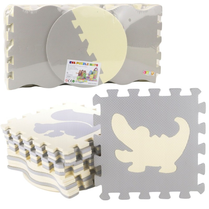 Soft Puzzle Educational Mat Playpen EVA Foam Beige Gray 25 pcs.