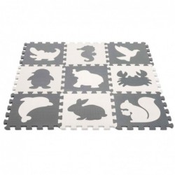 Soft Puzzle Educational Mat Dinosaurs EVA Foam Beige Gray 9 pcs.