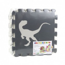Soft Puzzle Educational Mat Dinosaurs EVA Foam Beige Gray 9 pcs.