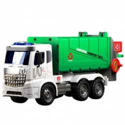 Large Garbage Truck Lifting Function 2 Bins Lights Sounds Green 1:10