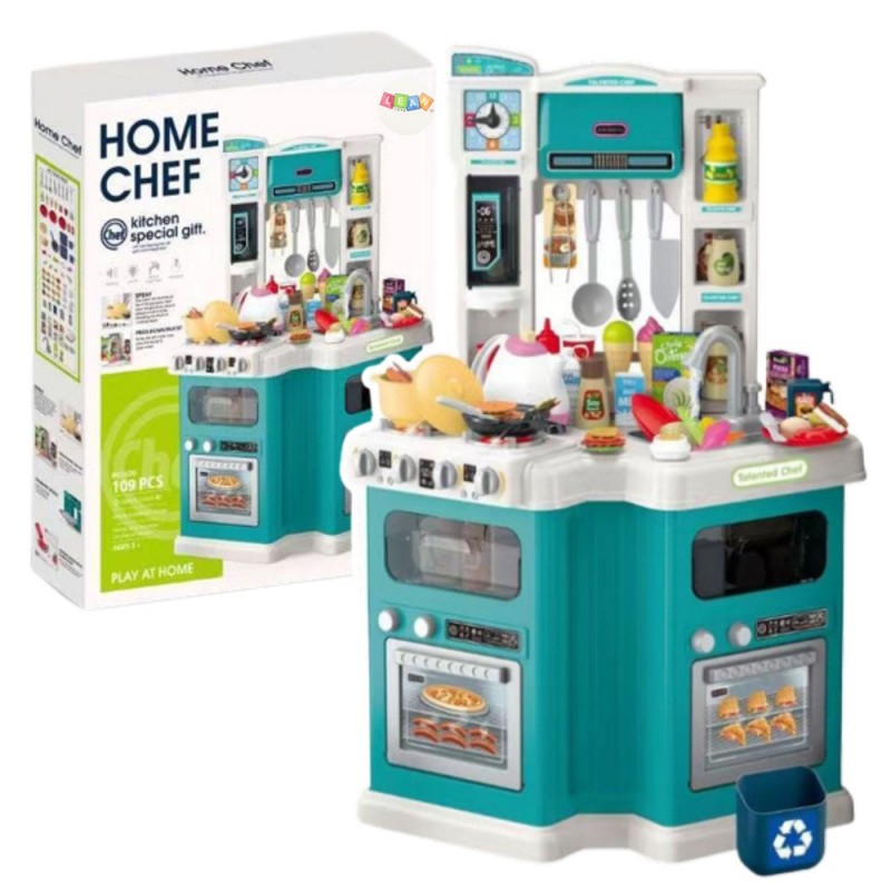 Large Kids Kitchen Home Chef Cooking Sounds Accessories 109 pcs.