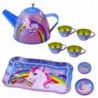 Children's Metal Tea Set with Cups, Teapot, and Tray Unicorn