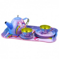 Children's Metal Tea Set with Cups, Teapot, and Tray Unicorn
