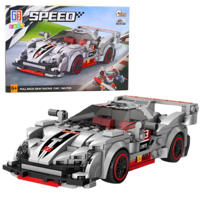 Construction Blocks Sports Car Robot 2in1 Gray 363 pcs.