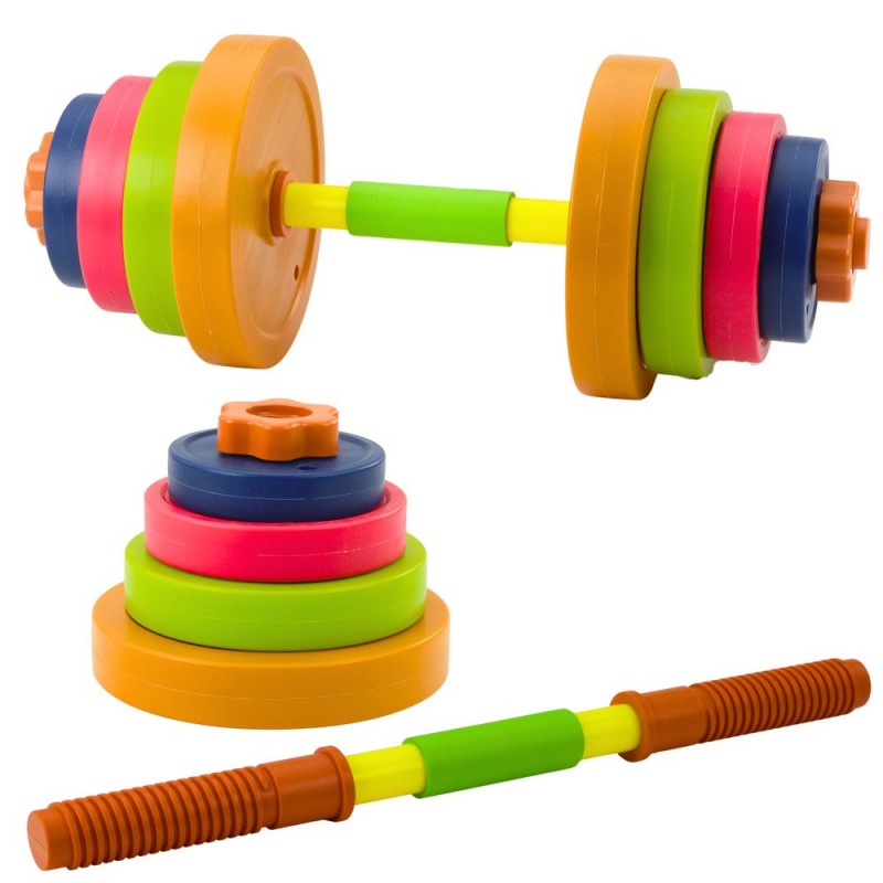 Children's Barbell, Non-slip Foam, 8 Plates, Plastic, Colorful